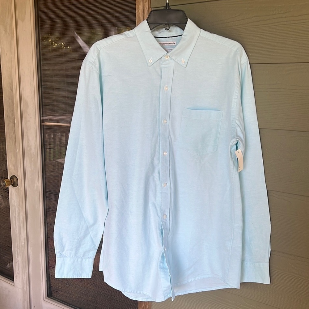 Amazon Essentials Pastel Blue Long Sleeve Button Down Shirt